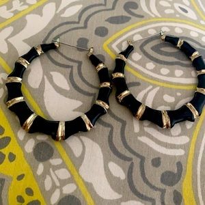 Black and gold hoop earrings
